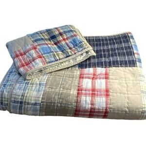 Nautica Twin size Madres plaid comforter and sham